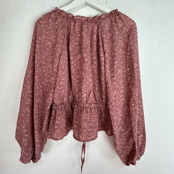 Universal Thread Womens Floral Balloon Sleeve Ruffle Blouse Top Small Pink New - Picture 2 of 7